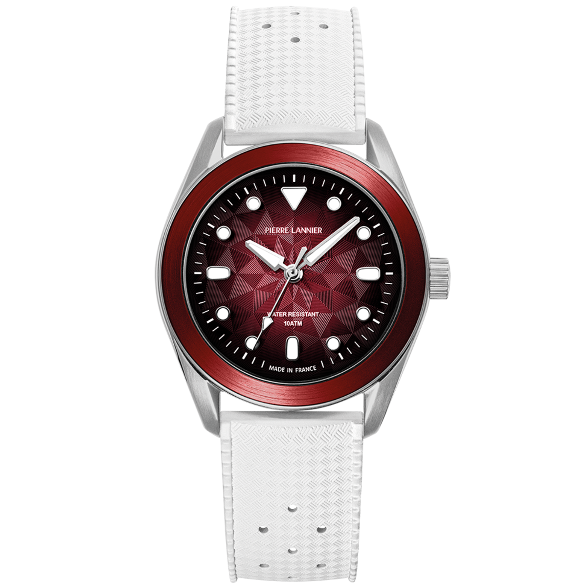 Montre Analogique  BORA argenté rouge blanc, PIERRE LANNIER