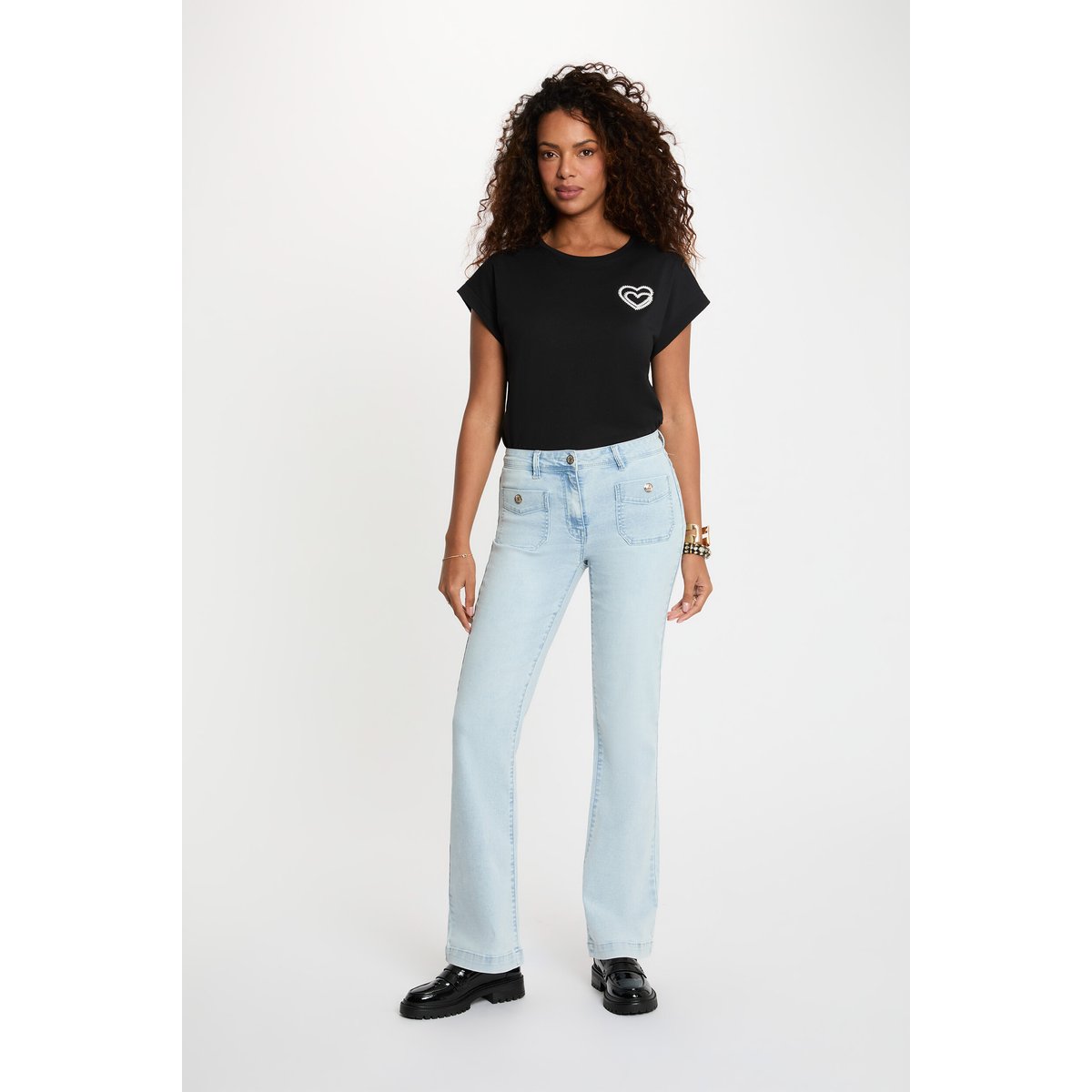 T-shirt manches courtes noir, MORGAN