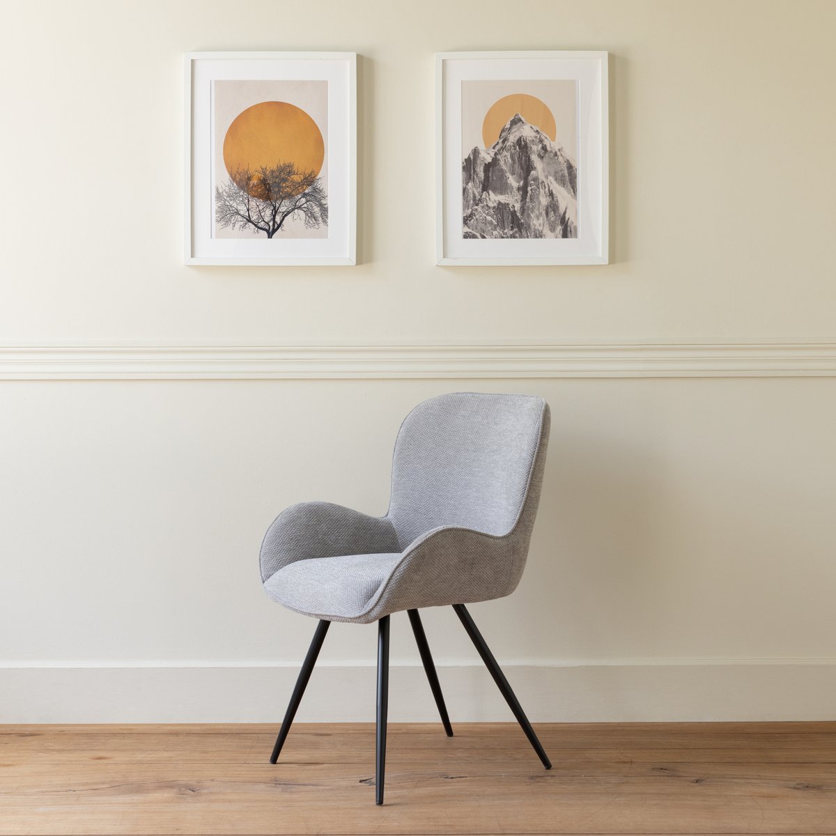 Chaise en chenille beige, EVA gris, noir, HAPPY GARDEN