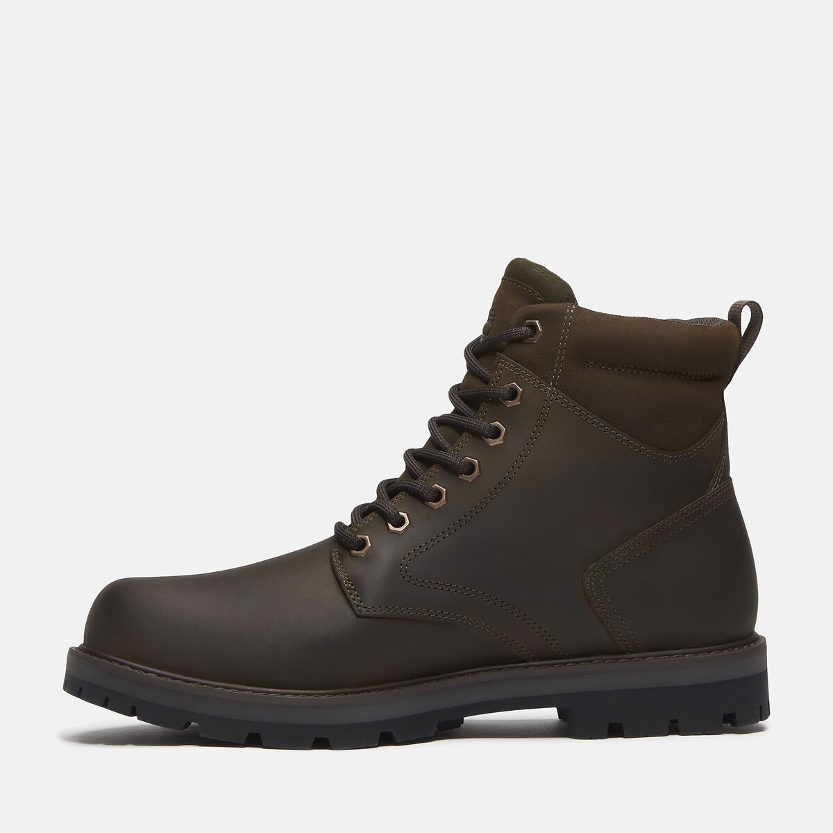 Stivaletti con lacci in pelle BRITTON ROAD MID LACE kaki scuro, TIMBERLAND