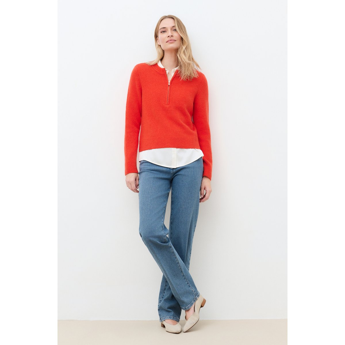 Pull droit col rond MNEPTUNE orange, CAROLL