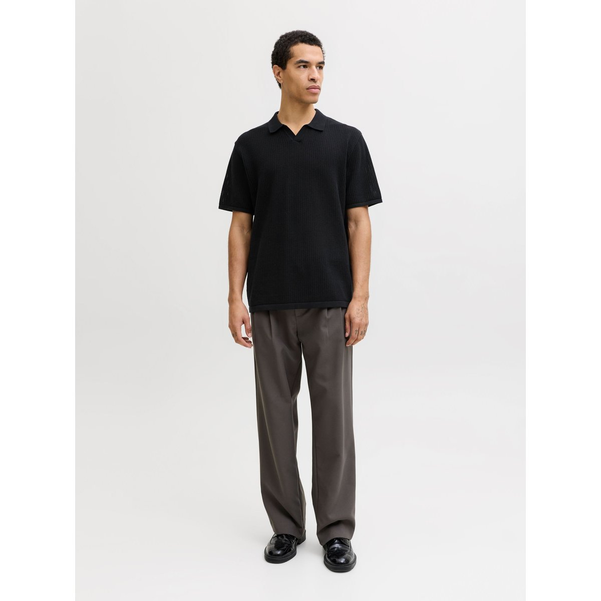 Polo Tricoté black 1, JACK & JONES
