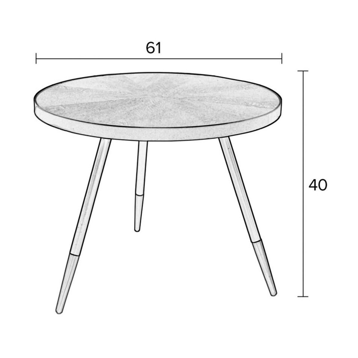 Table basse ronde en métal et bois 61cm- DENISE bois foncé, DRAWER