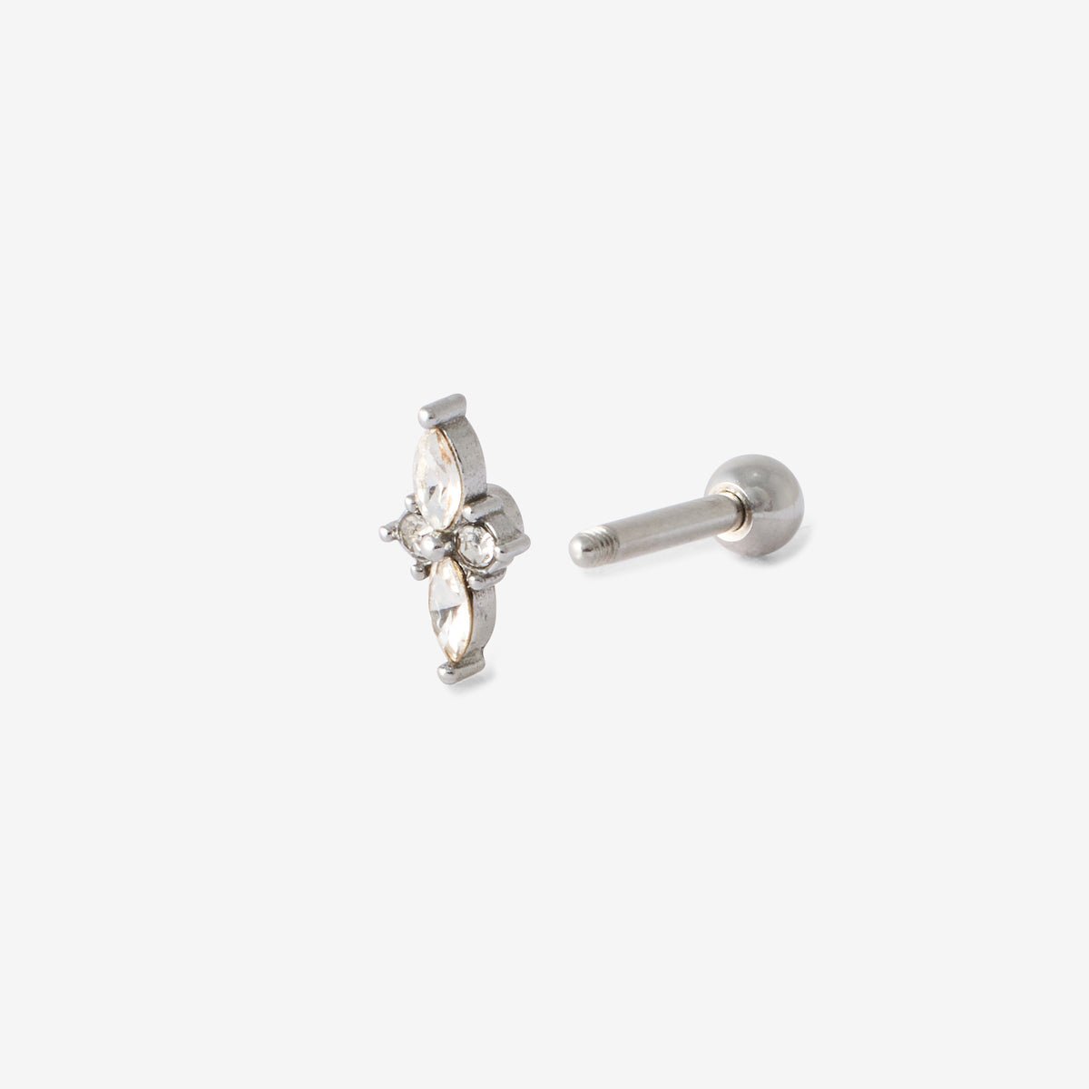 Piercing helix/tragus navettes en acier chirurgical argenté argenté, BALABOOSTE