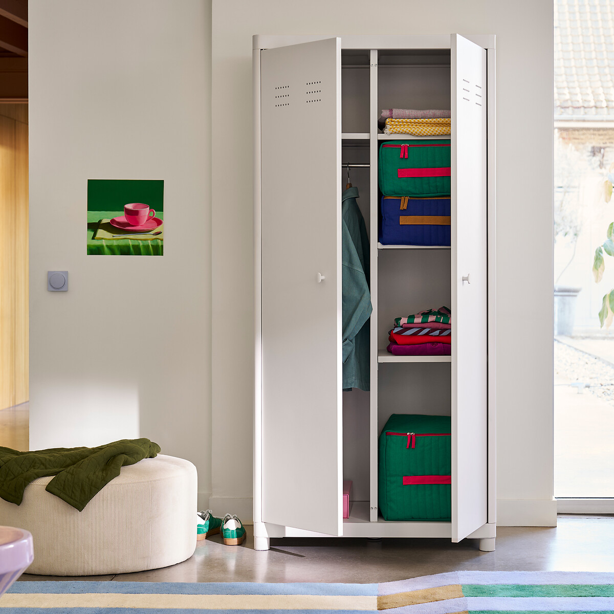 Armoire 2 portes, métal acier, Livona galet, LA REDOUTE INTERIEURS