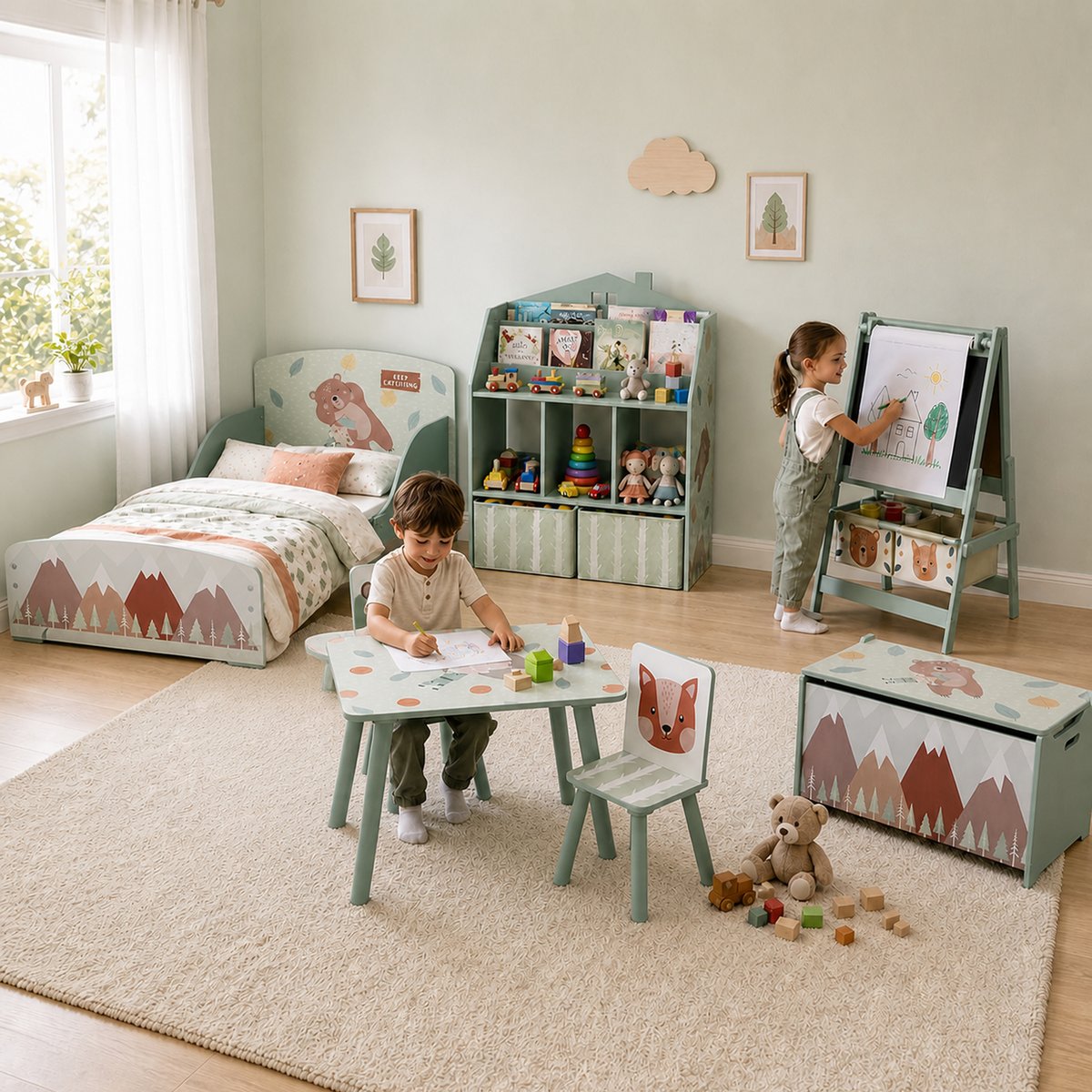 Chevalet pour enfants Bois Vert vert, AIYAPLAY