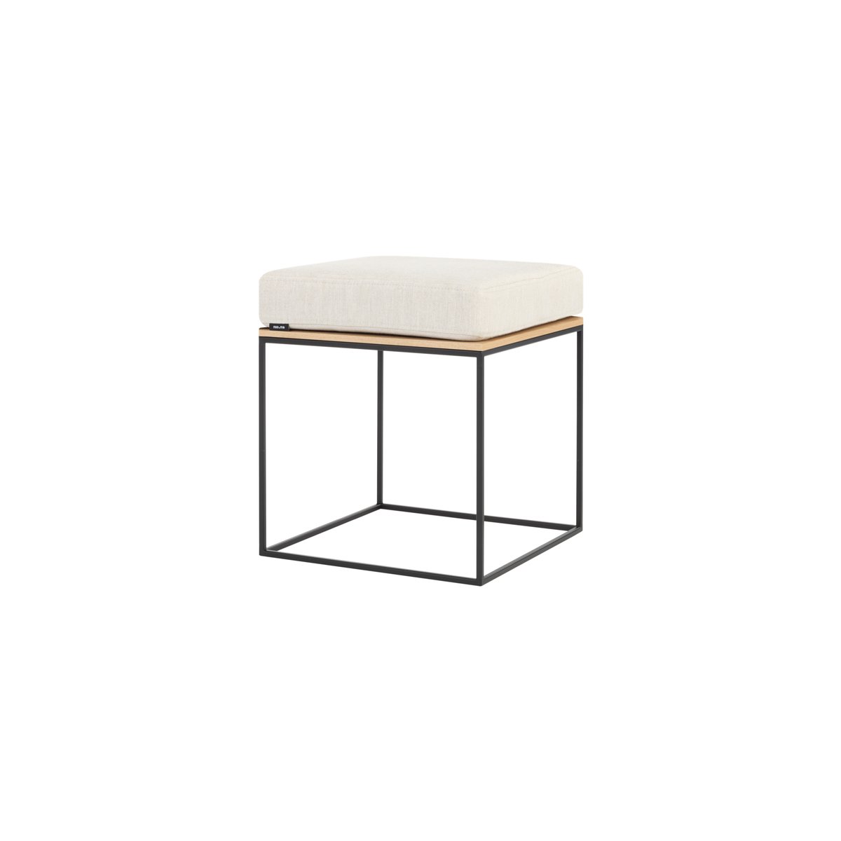 Tabouret avec coussin FEO beige crémeux / plateau chêne, NOO.MA