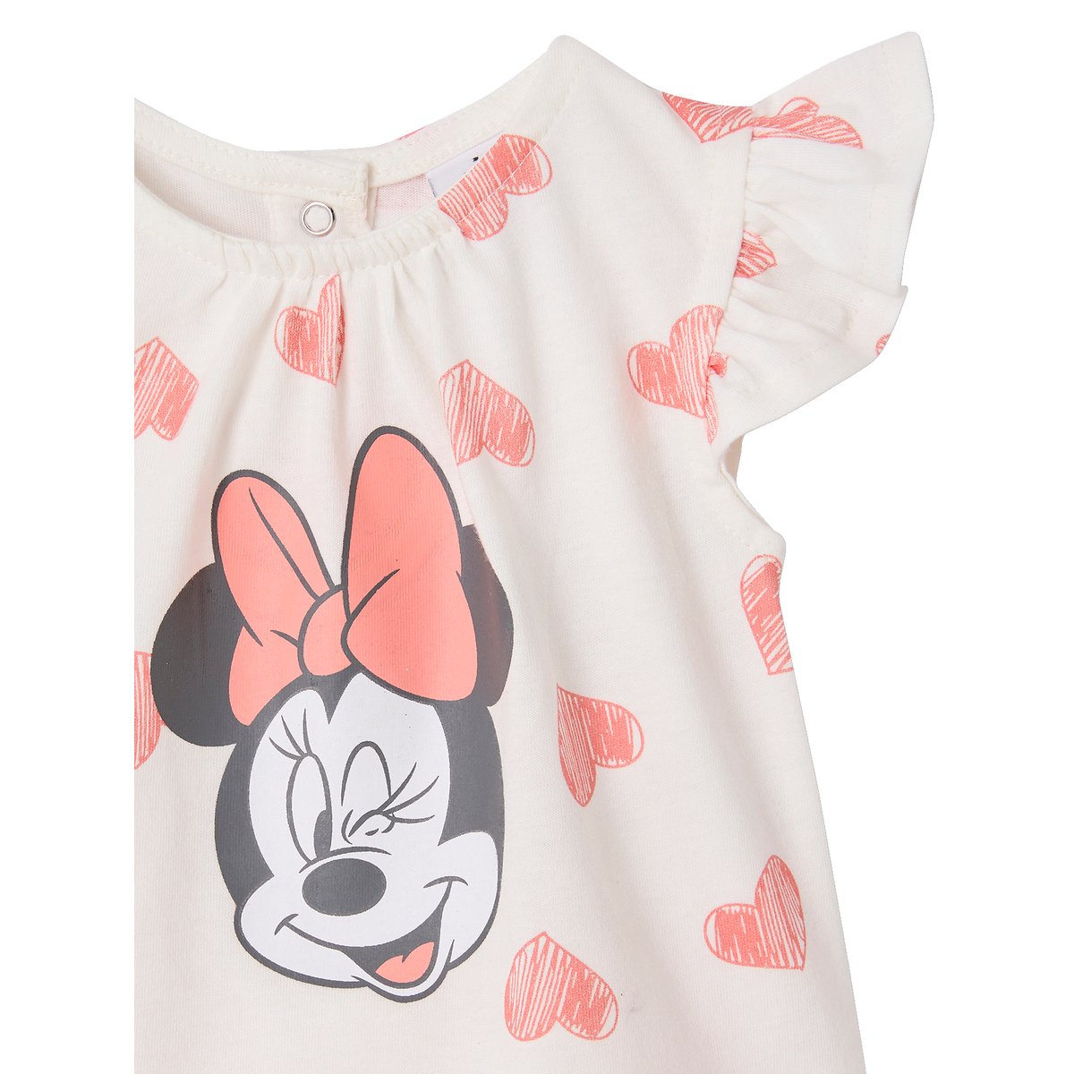 Ensemble Disney bébé t-shirt et short Minnie Coeurs corail, VERTBAUDET