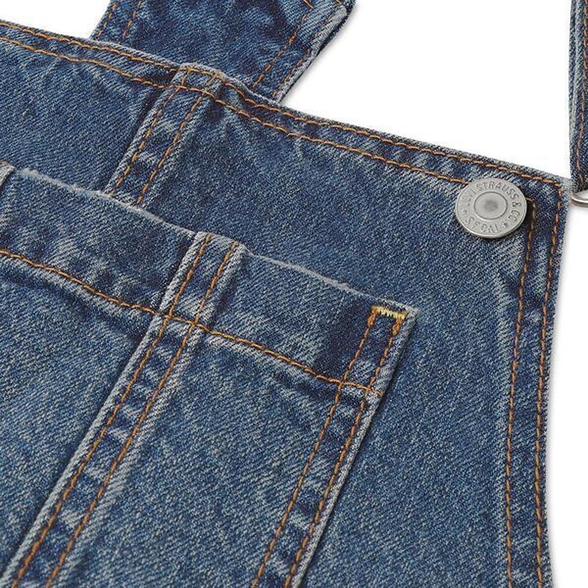 Salopette in denim, bretelle regolabili, gambe larghe blu denim, LEVI'S KIDS