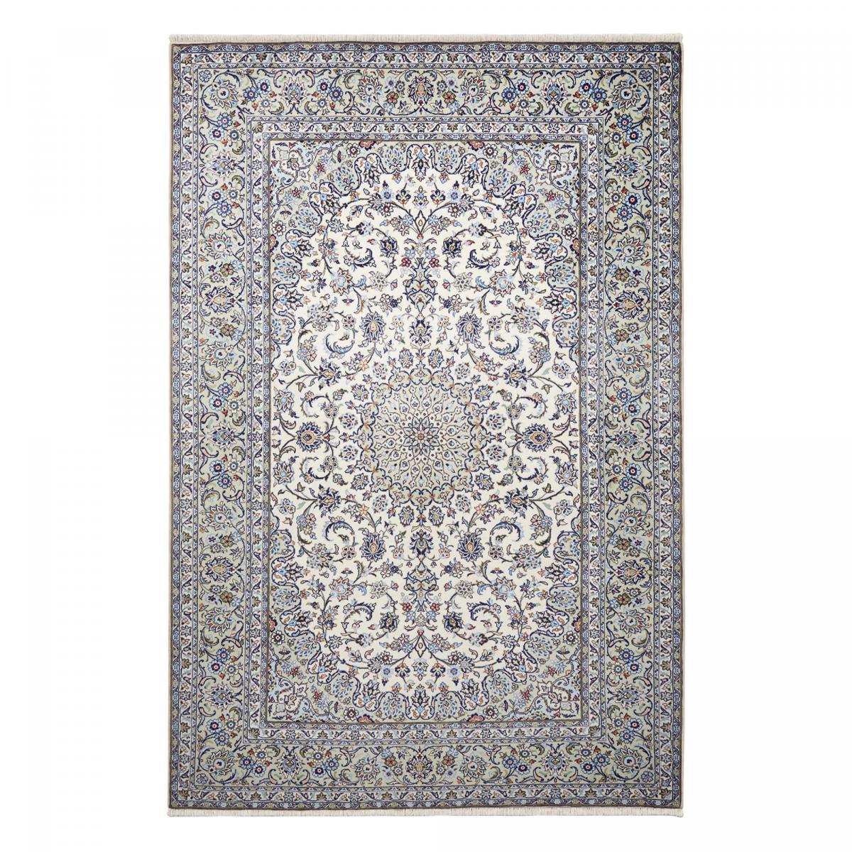 Tapis d'orient aux motifs orientaux, noué main, KASHAN 5 bleu, crème, beige, UN AMOUR DE TAPIS