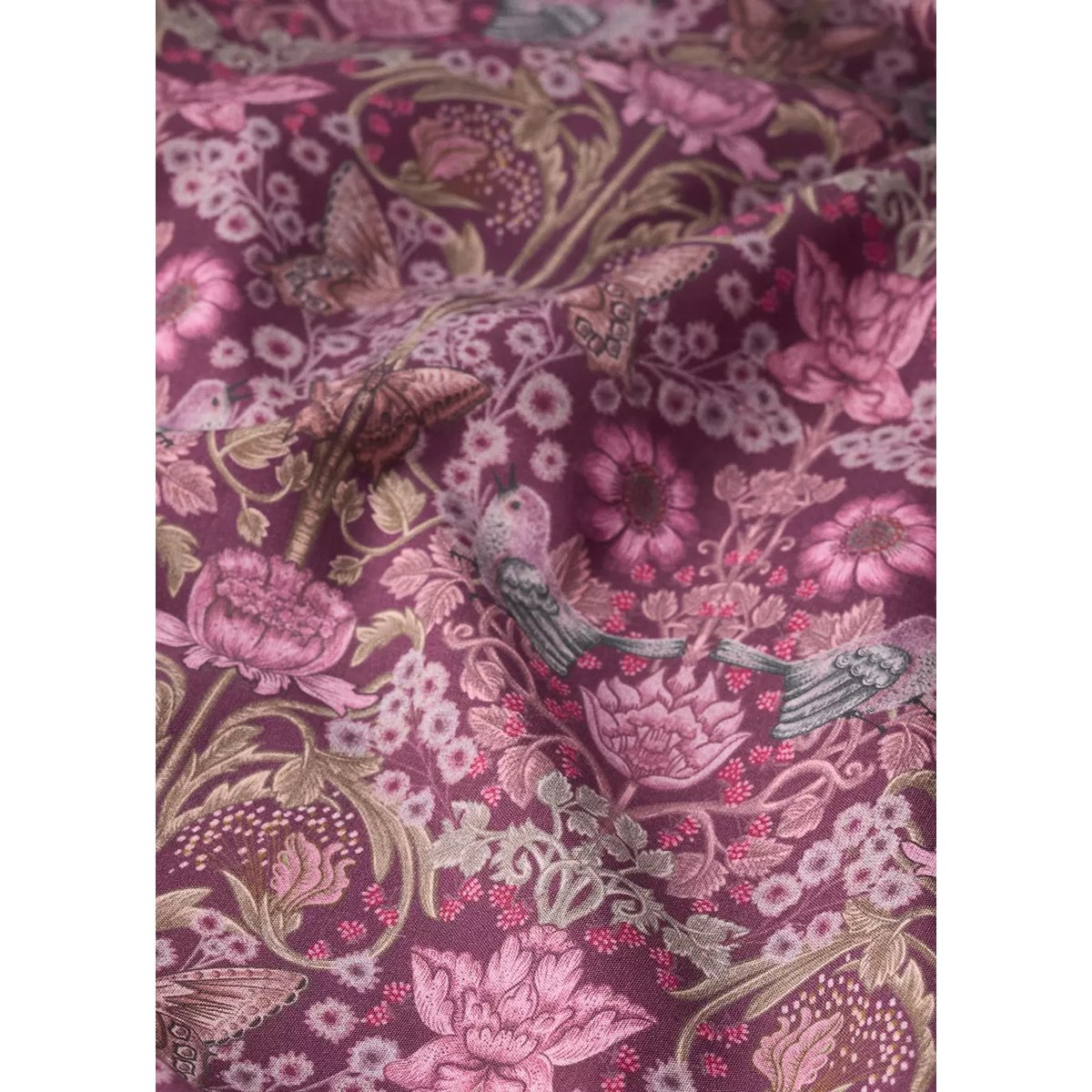Housse de couette percale de coton imprimé fleuri lit 90 cm prune, MANGO HOME