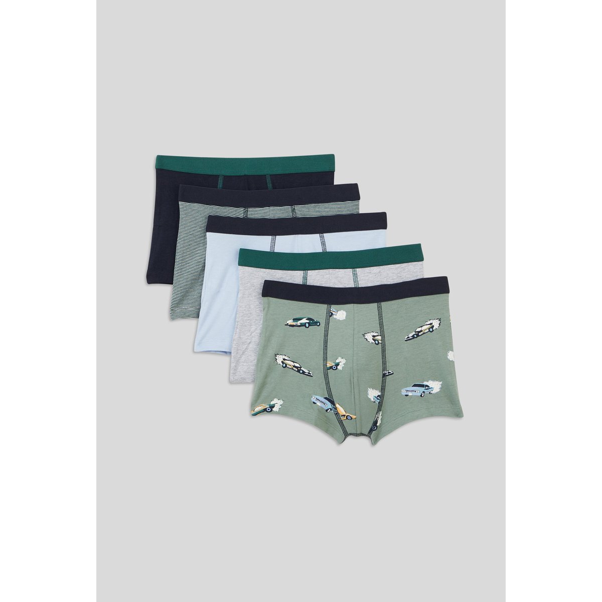 Lot de 5 boxers imprimés, contenant du coton BIO, certifié OEKO-TEX sapin, MONOPRIX KIDS