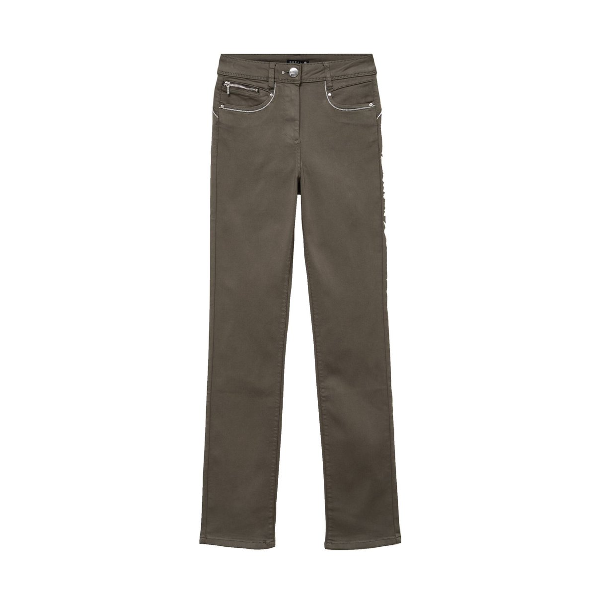 Pantalon droit taille haute vert kaki, BREAL