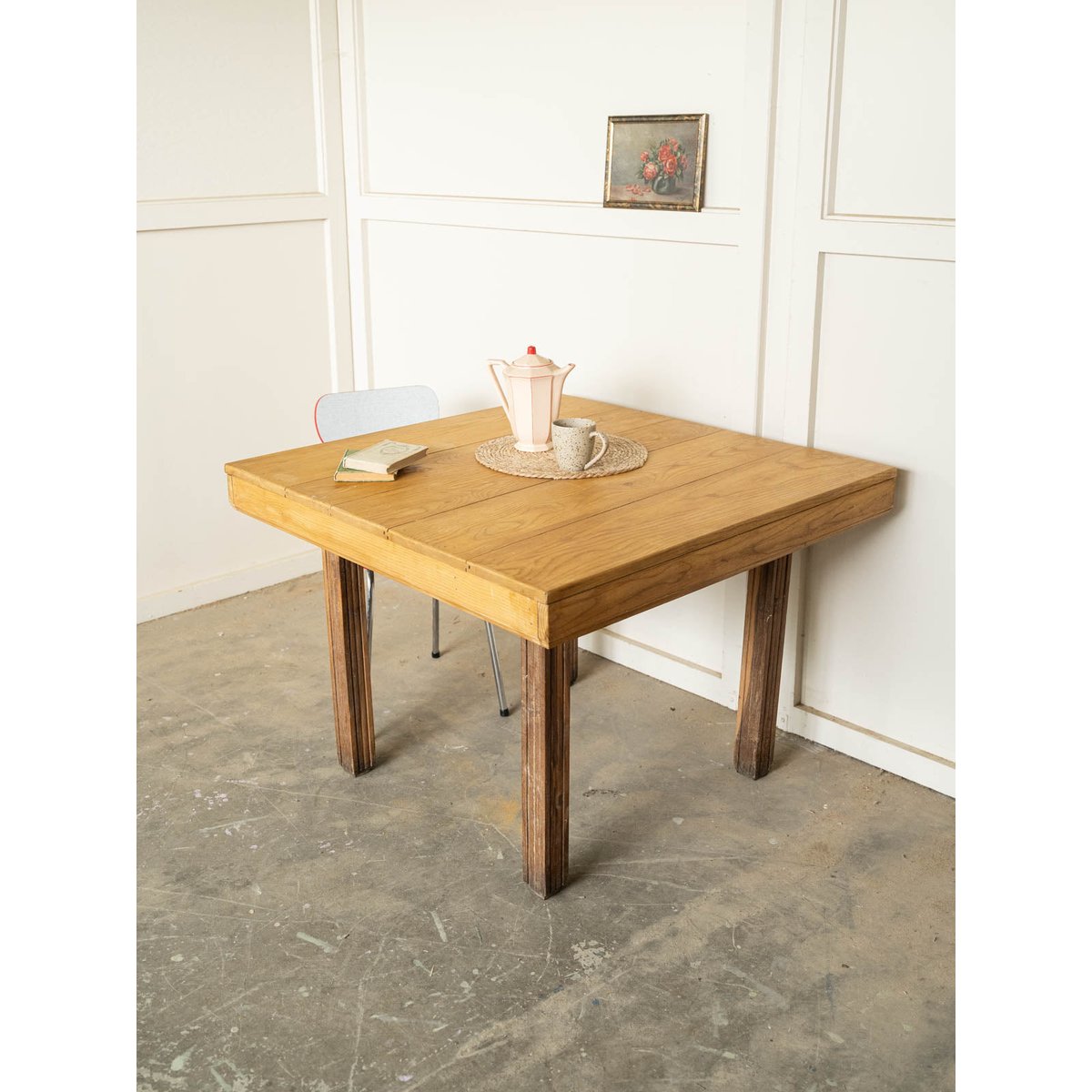 Table à manger de campagne en bois Romy N°1568 - Bon état bois clair, DEBONGOUT