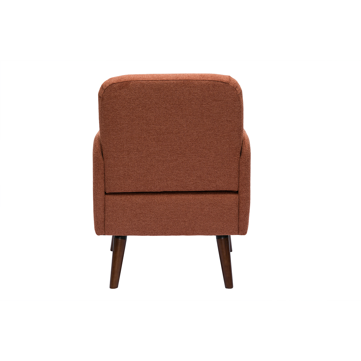 Fauteuil scandinave en tissu effet velours texturé terre brûlée et bois foncé ISKO terra cotta, MILIBOO