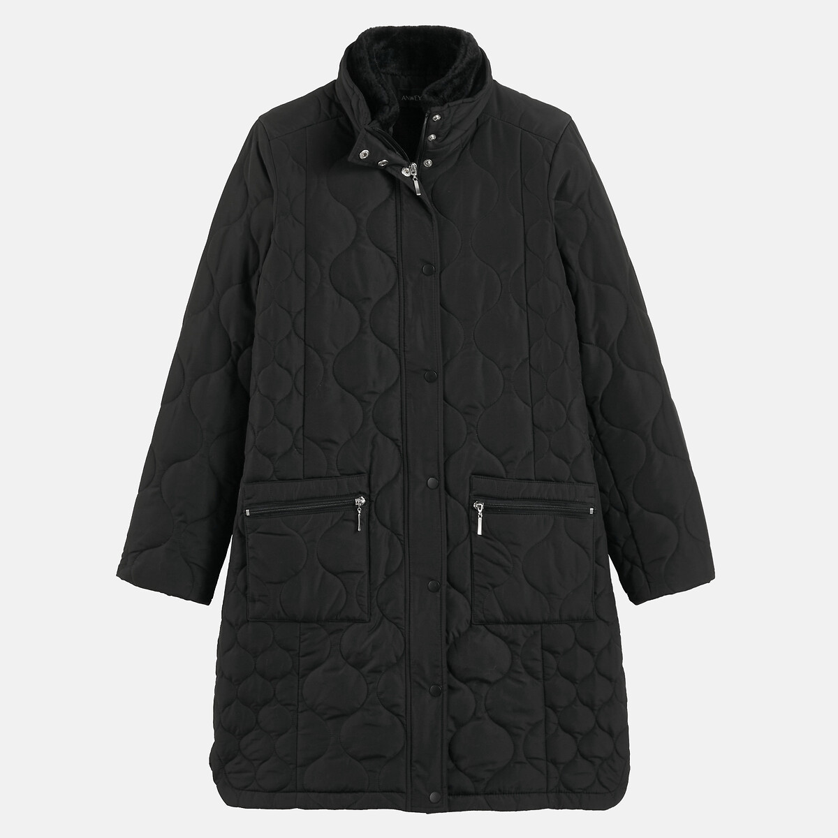 Mid-Length Padded Jacket with Zip Fastening black, ANNE WEYBURN