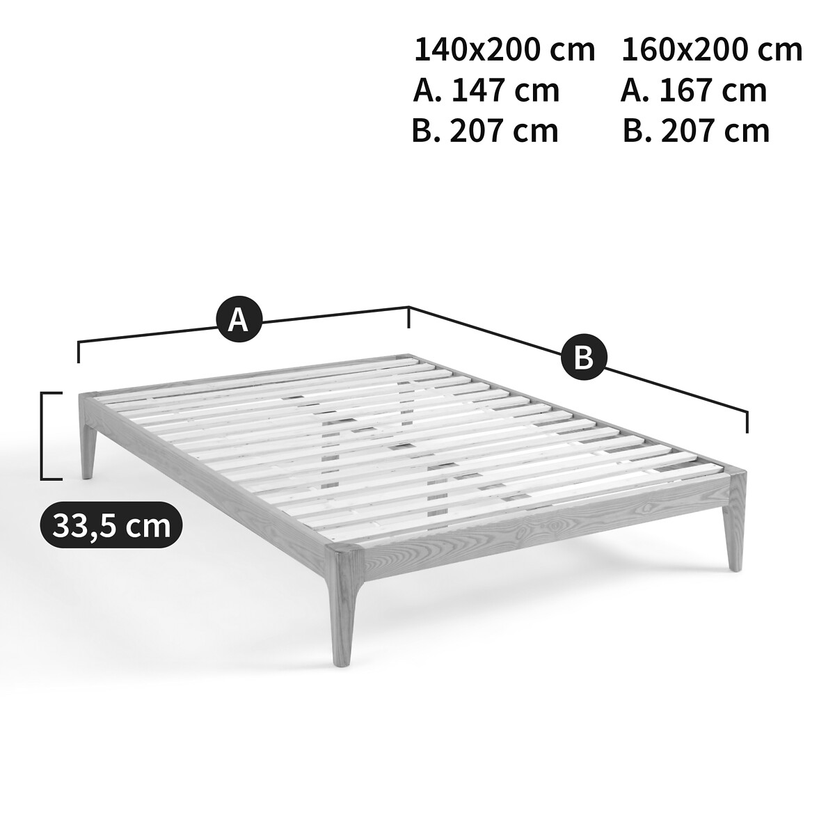 Agura Solid Ash Bed natural, LA REDOUTE INTERIEURS