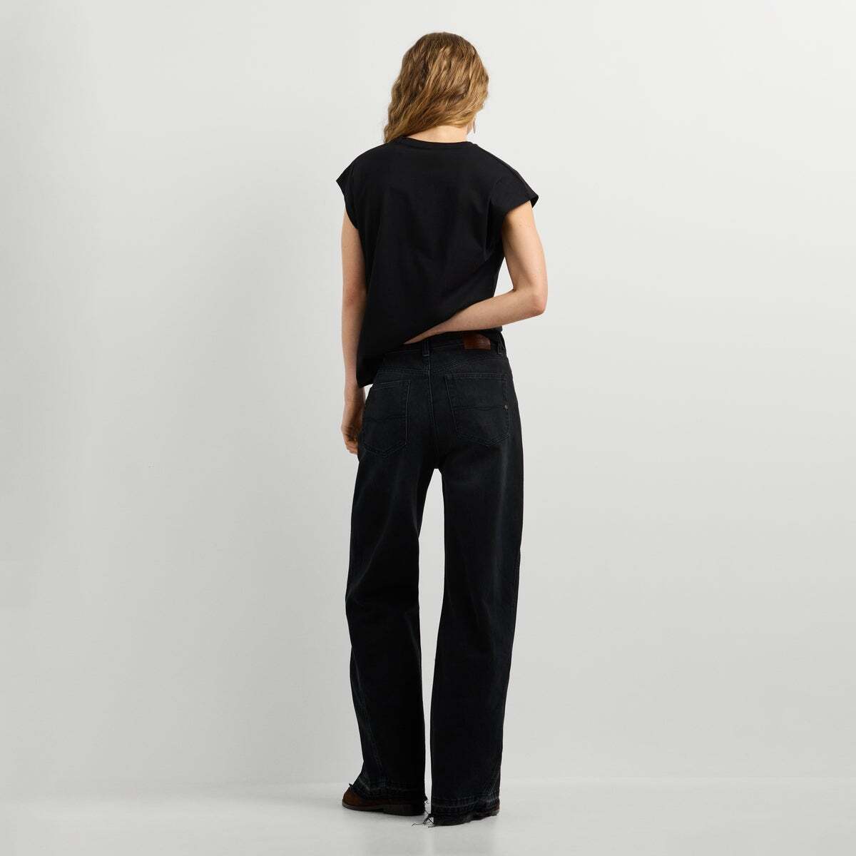 Belle - Jean Coupe Évasée, Taille Haute 11,5 oz noir/noir rigide den, PEPE JEANS