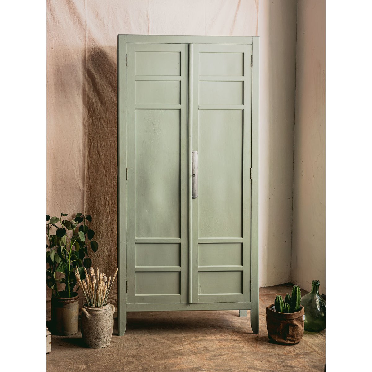 Armoire parisienne en bois gris sauge Blandine N°495 - Bon état gris, DEBONGOUT