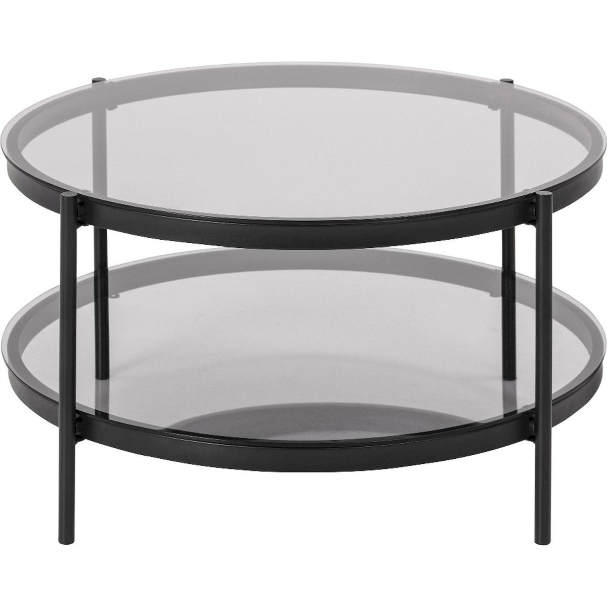 Table basse ronde AYKAL verre fumé et noir, RECOLLECTION