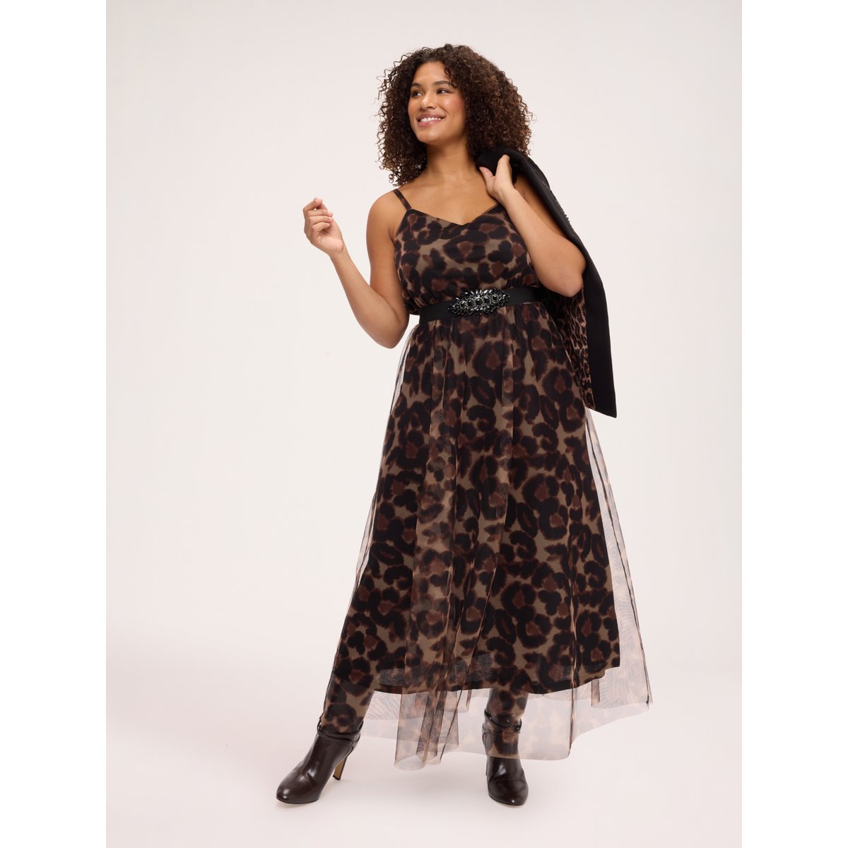 Robe longue imprimé animalier marron, FIORELLA RUBINO