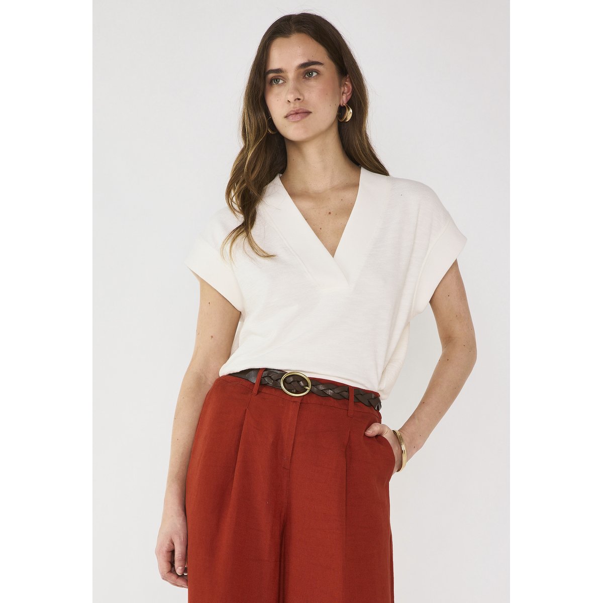 T-shirt manches courtes en coton LYS ecru, Maison 123