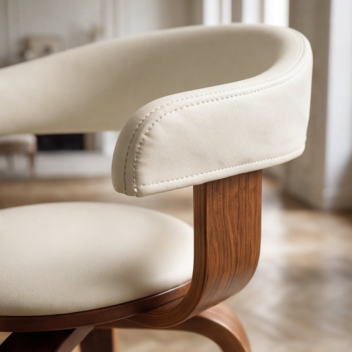 Chaise avec accoudoirs en cuir synthétique - HAROLD blanc, MAISON PAVANE