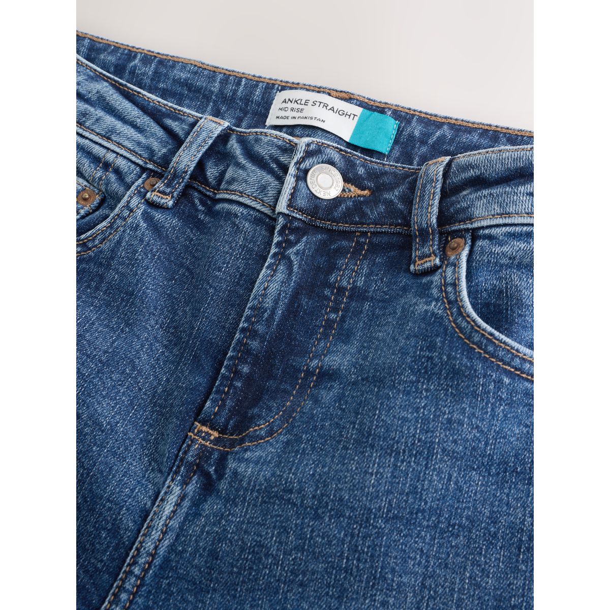 Jean droit longueur cheville taille mi-haute bleu foncé, NEXT
