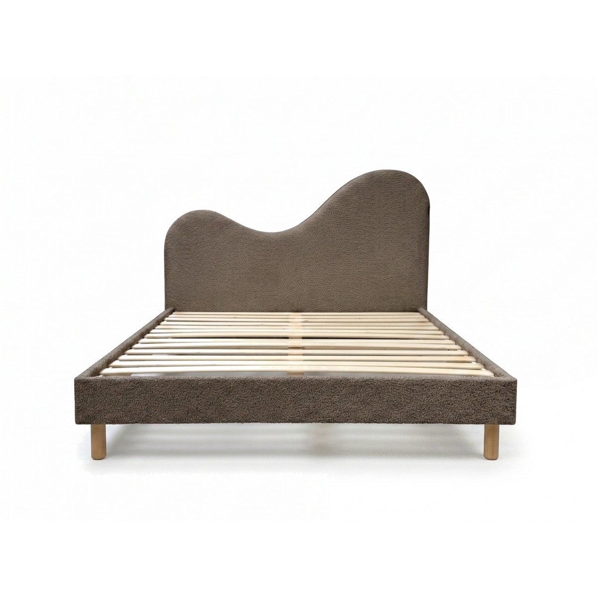 Lit revêtement tissu bouclette, CELINA marron, BOBOCHIC