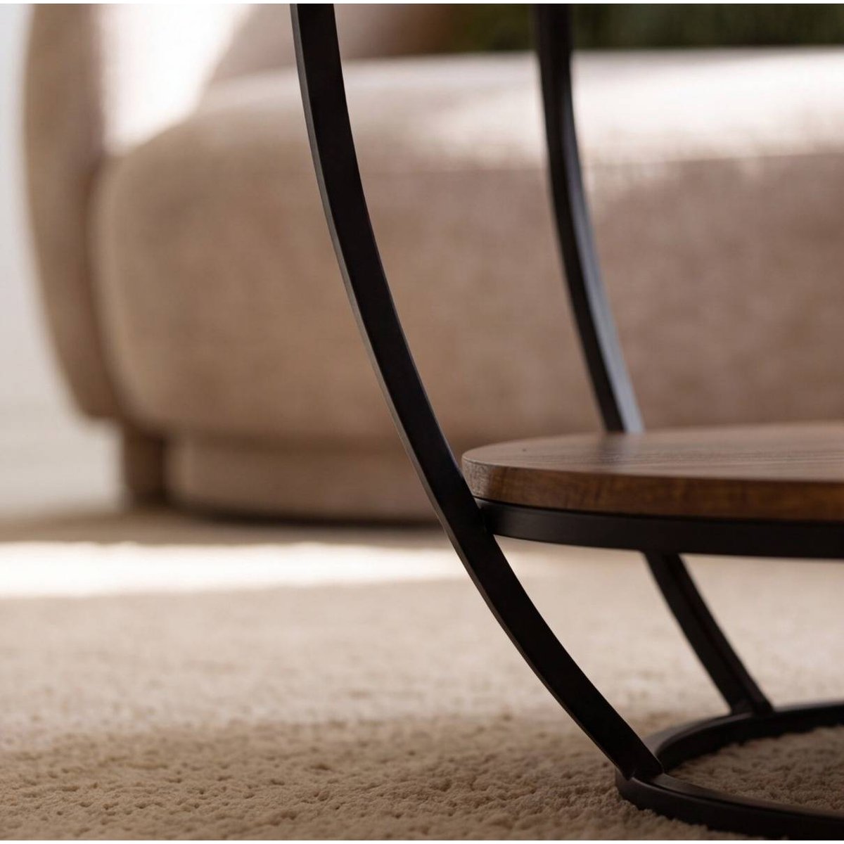 Table basse en métal ronde RITA noir, MADE IN MEUBLES