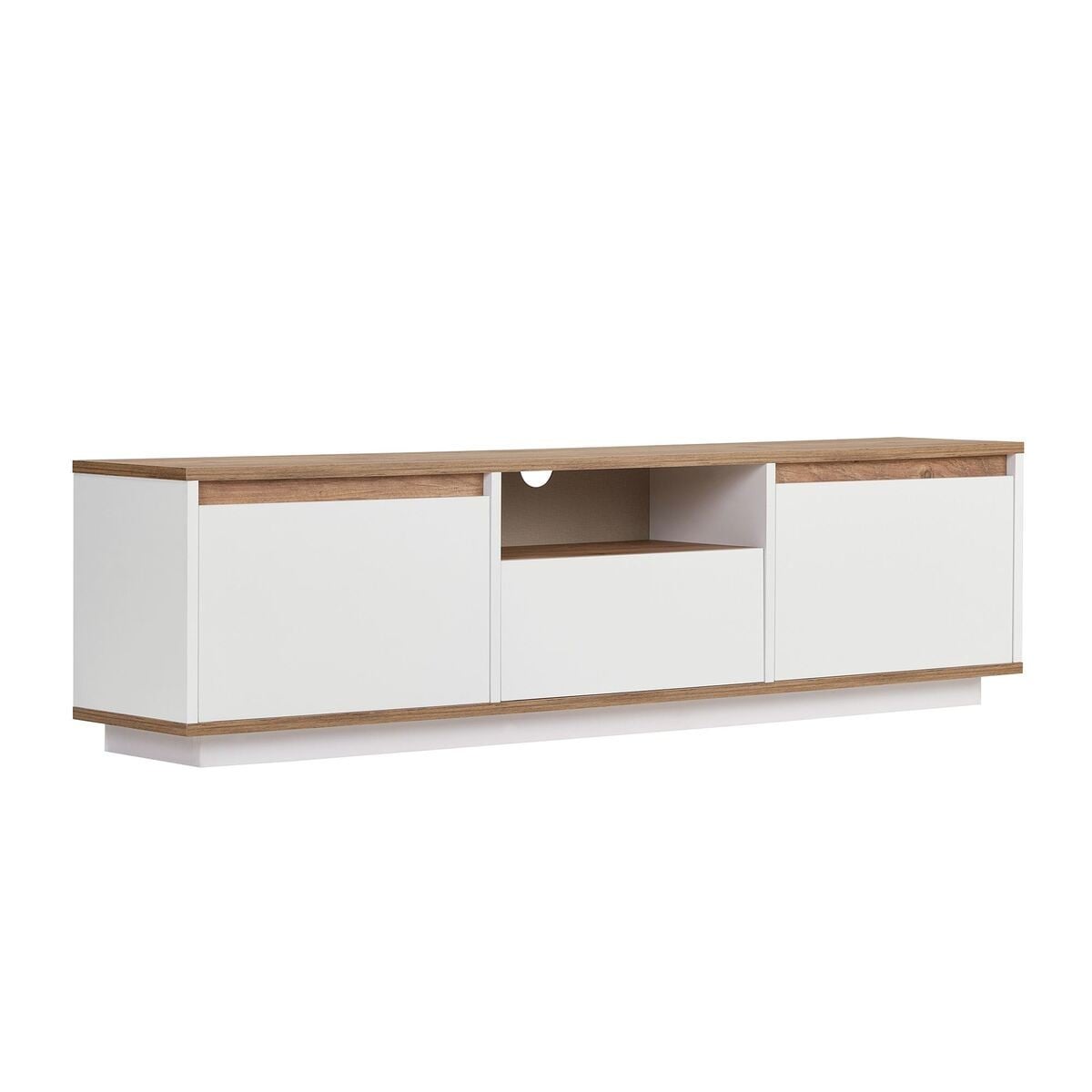 Meuble TV 3 abattants 1 niche - LUME blanc/ pin atlantique, CALICOSY