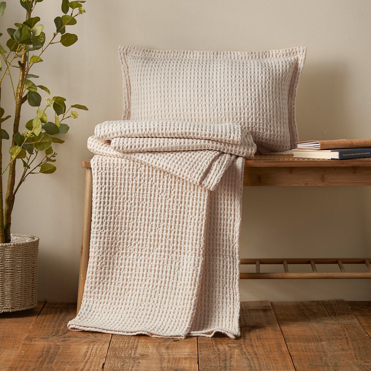 Jaipur Chunky Waffle Cotton Blanket Throw natural, PINEAPPLE ELEPHANT