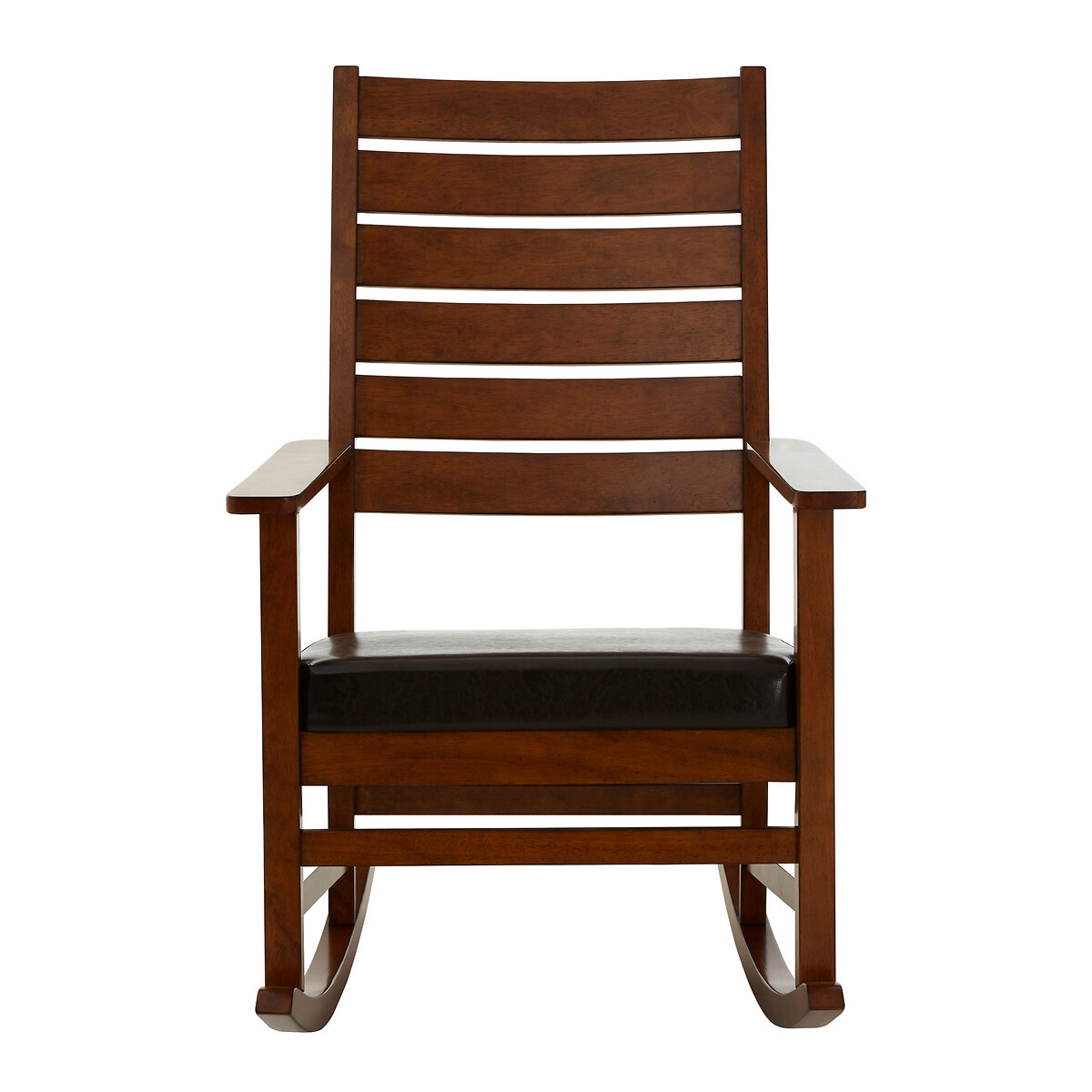 Brackstone Hevea Wood and Leather Rocking Chair brown , SO'HOME