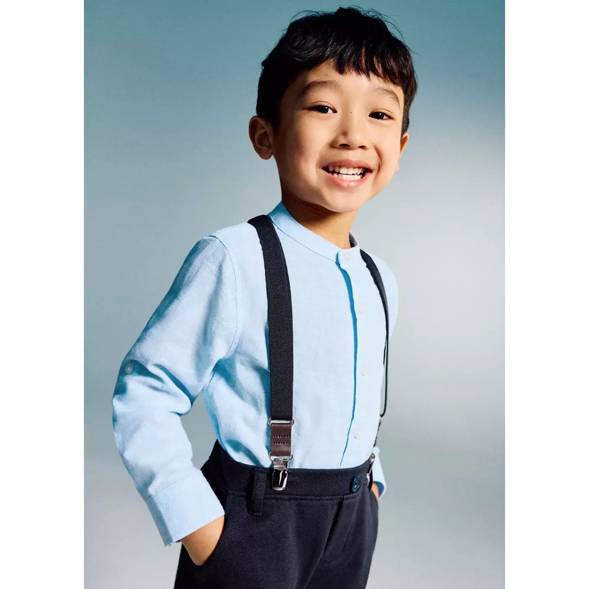Chemise lin bleu ciel, MANGO BABY