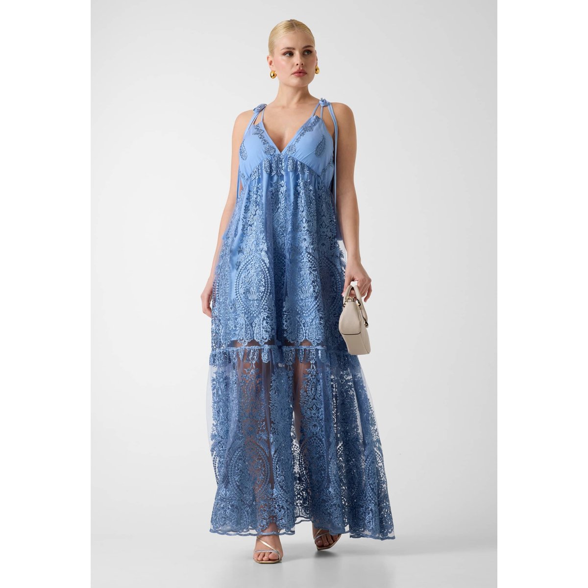 Maxi Brodé Dress blau multi, GUESS