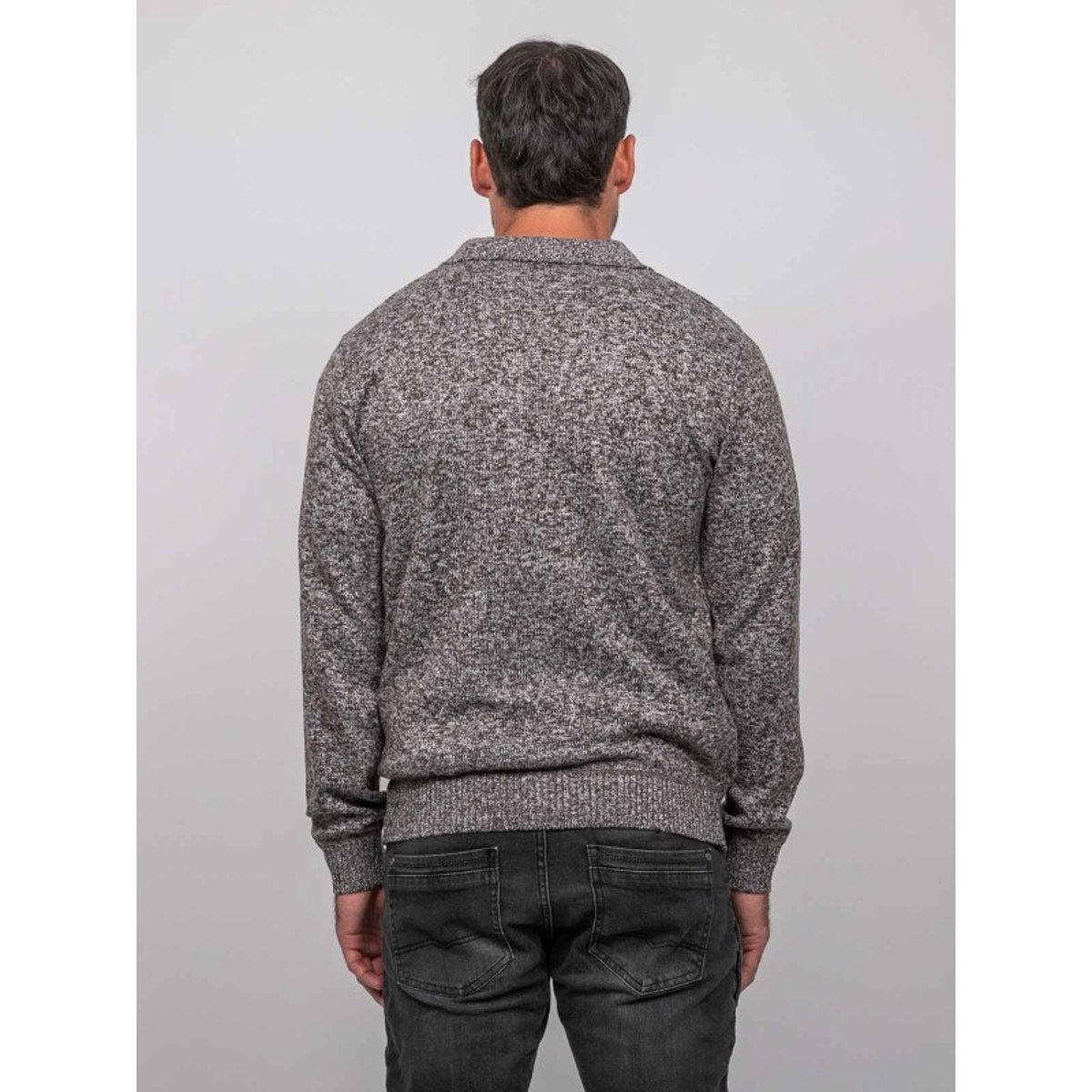 Pull Polo Maille Douce Chinée Lubacat marron, RITCHIE