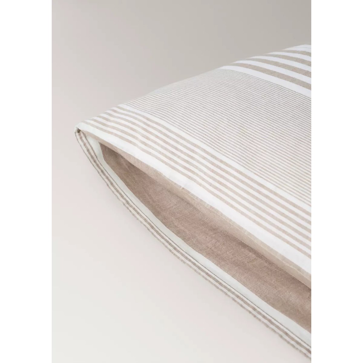 Taie d'oreiller 100 % coton à rayures 50 x 75 cm tabac, MANGO HOME