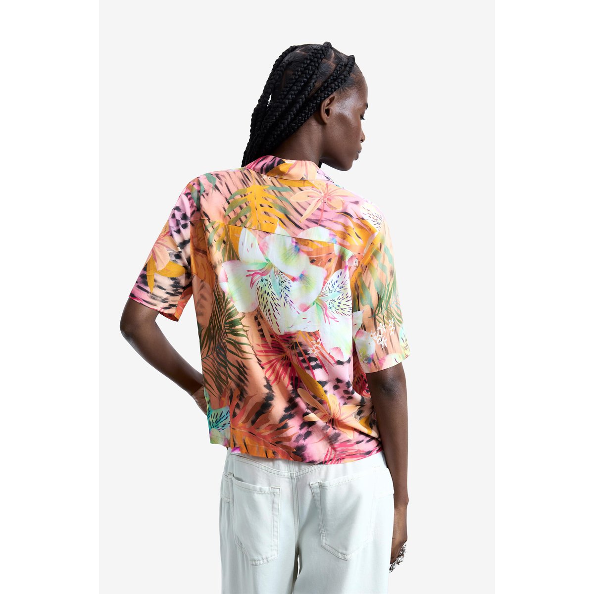 Chemise à manches courtes tropicale rouge, DESIGUAL