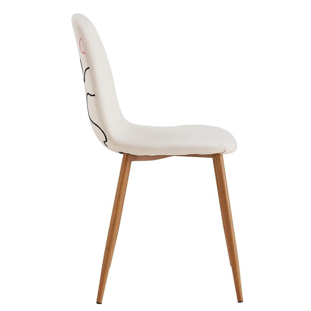 Chaise Poésie pieds métal imitation bois blanc, DECORATIE
