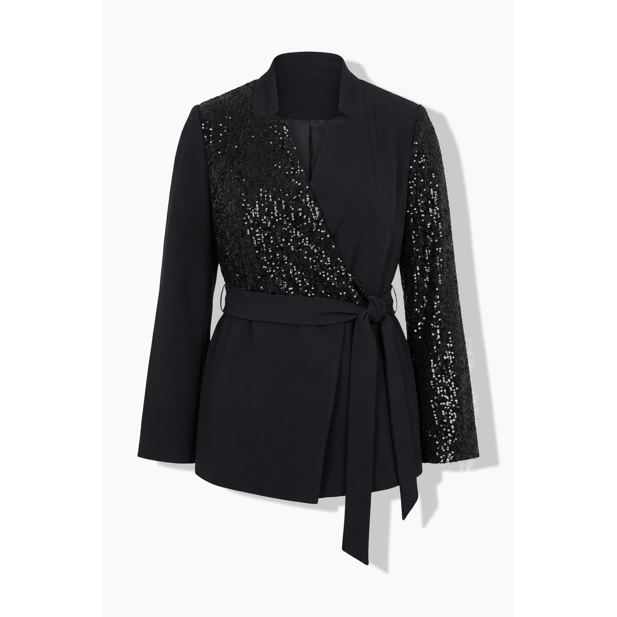 Blazer à paillettes, effet cache-cœur noir, ULLA POPKEN