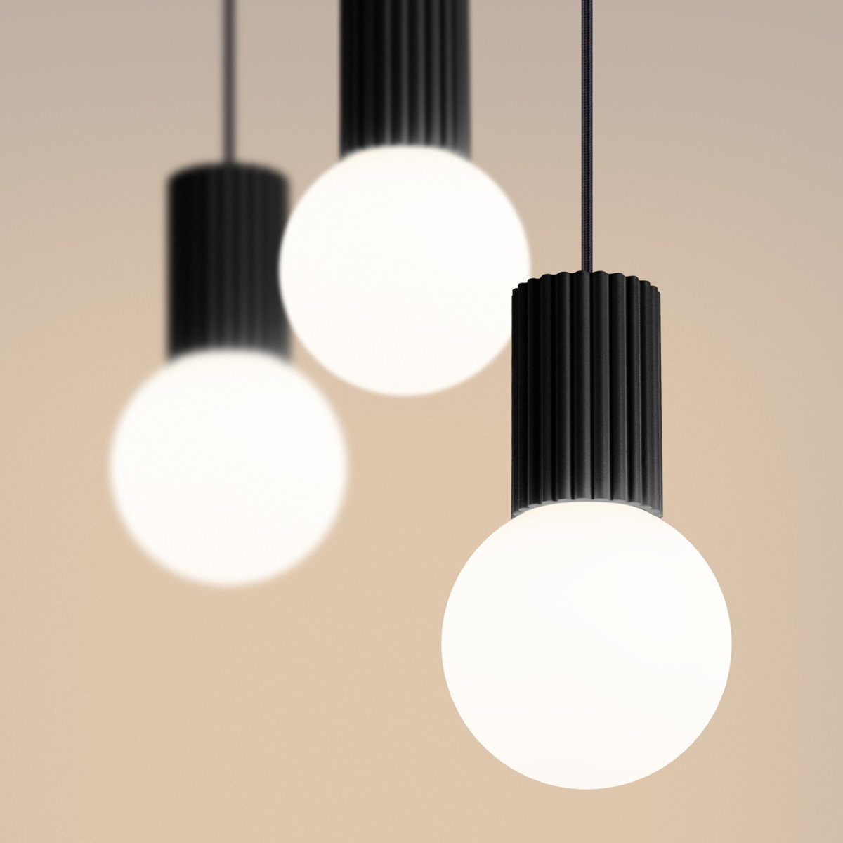 Suspension Aluminium Noir G9 3 Halo noir, EDEN