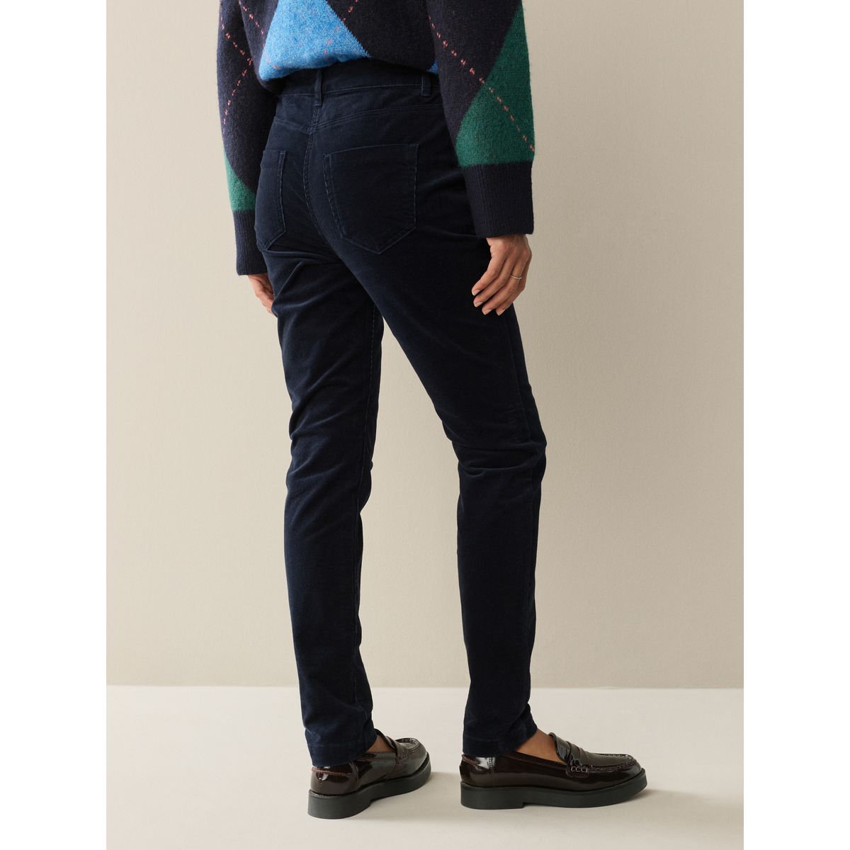 Pantalon skinny en velours côtelé bleu marine, NEXT