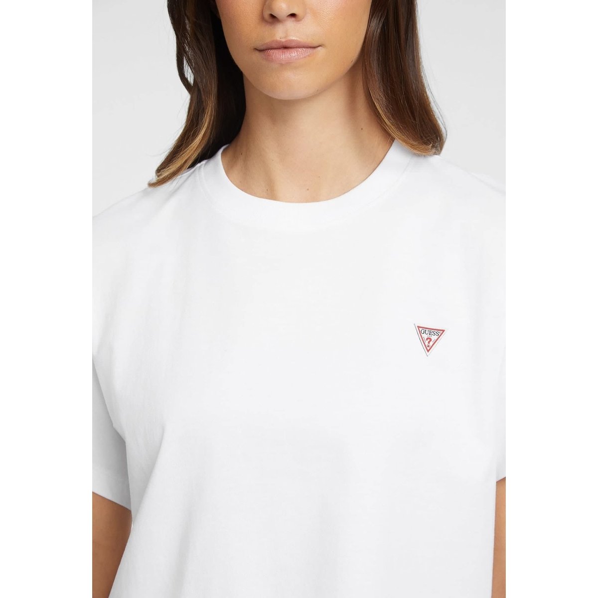 T-Shirt Boxy Mini Triangle blanc, GUESS JEANS