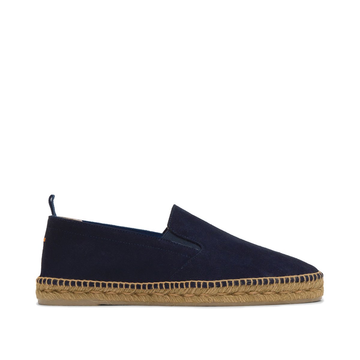 Espadrilles plates en cuir avec empiècements élastiqués JOEL PLATFORM bleu nuit, CASTANER
