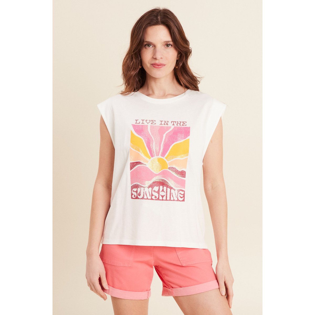 T-shirt sans manches ecru, BREAL