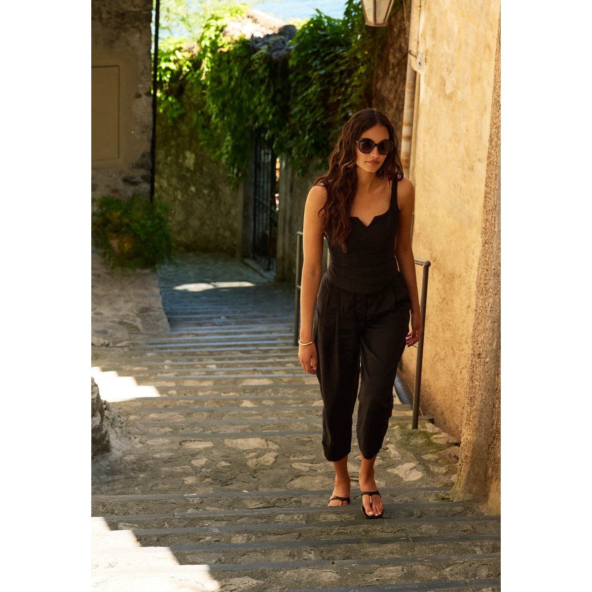 Pantalon En Lin noir, GUESS