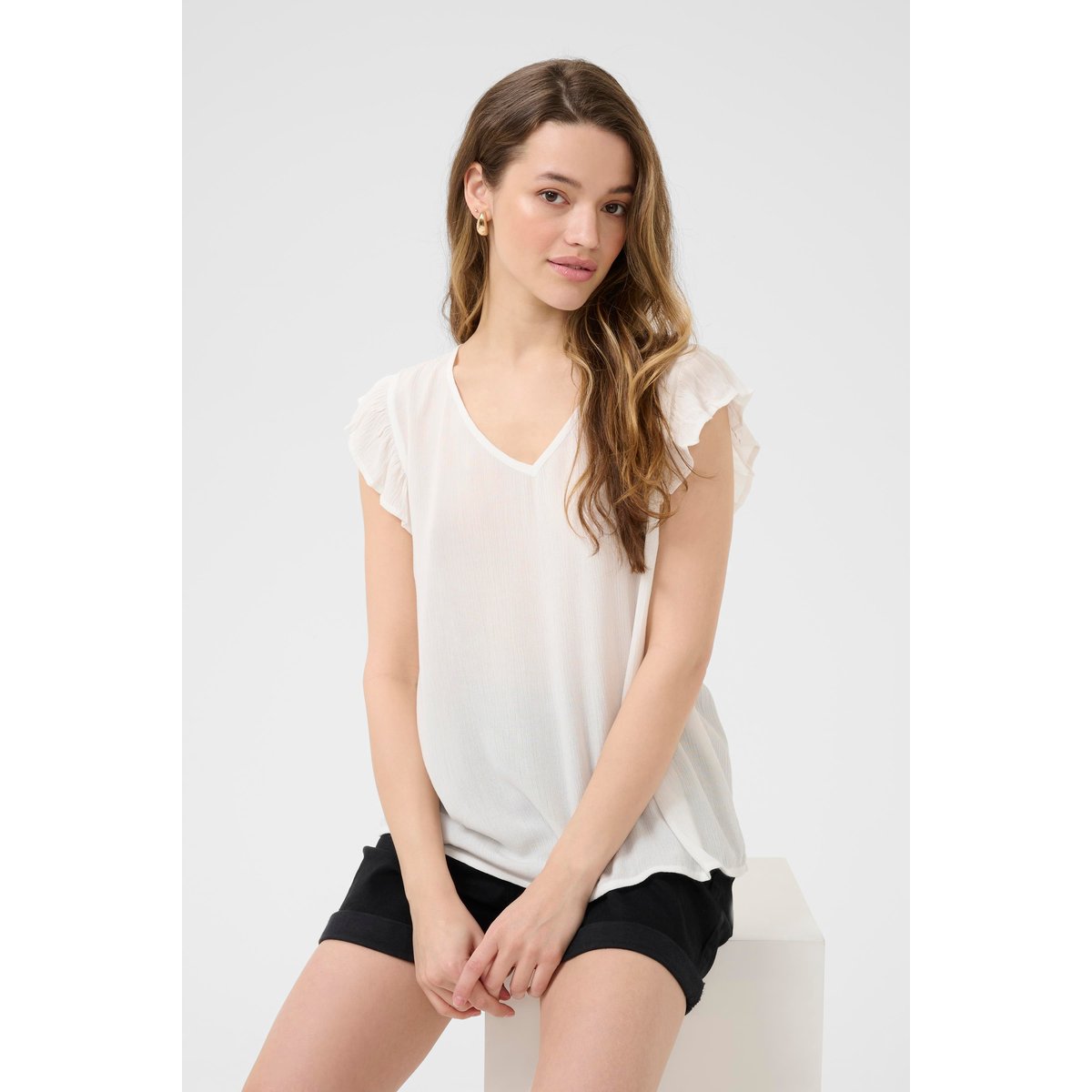 Blouse à manches courtes blanc chalk, KAFFE