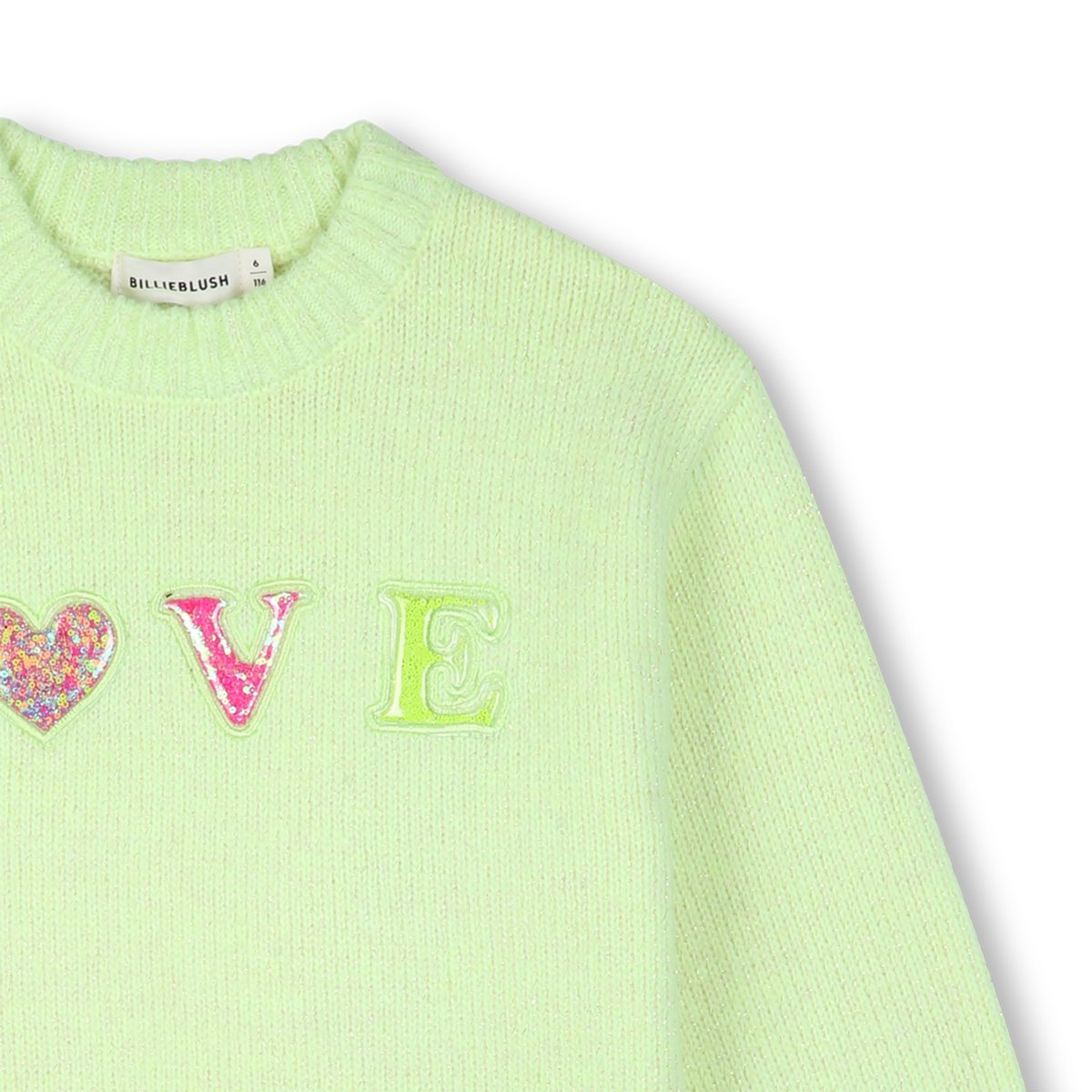 Pull tricot à sequins green lemon, BILLIEBLUSH