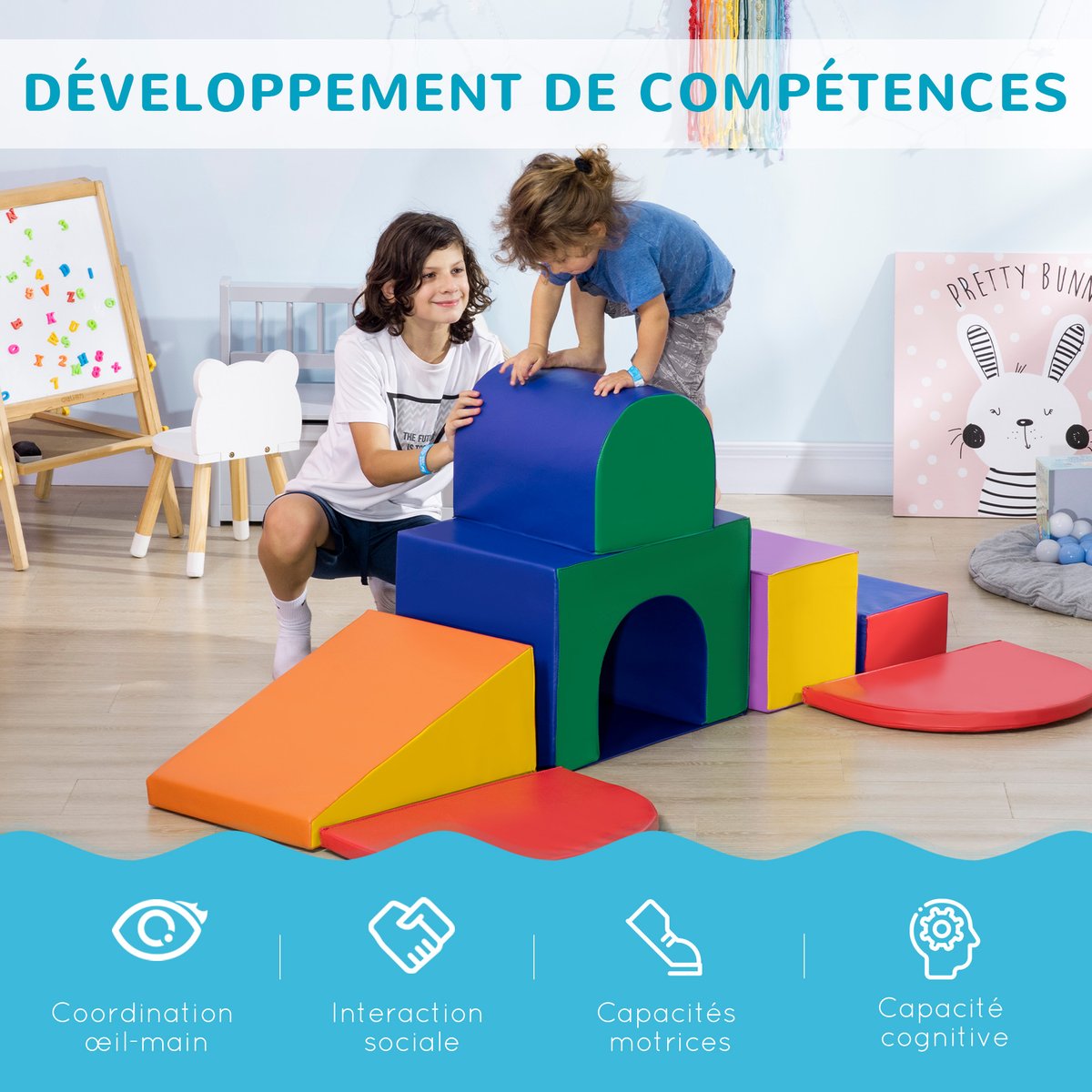 Ensemble de jeux mous pour enfants PU multicolore, HOMCOM