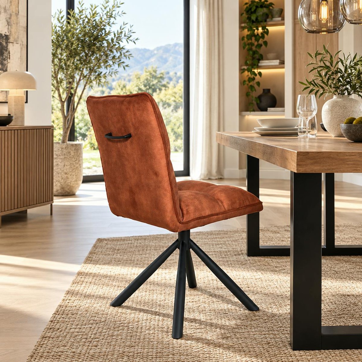 Chaise pivotante en tissu (lot de 2) IENA rouille, PIER IMPORT